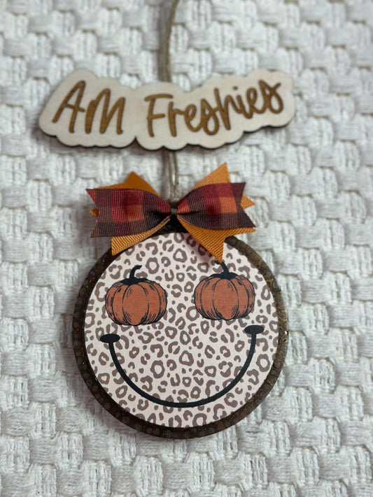 Pumpkin Smiley 4" Round Freshie