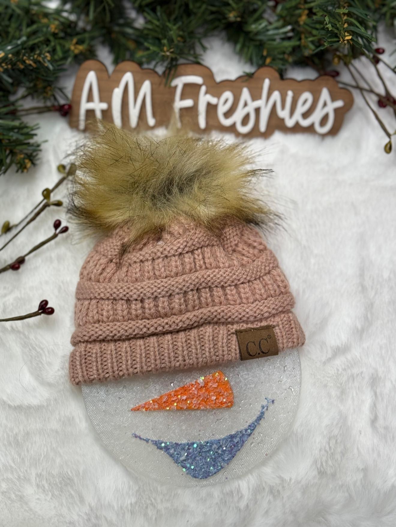 Snowman Beanie-Ready to ship-Scent: Winter Citrus Wreath